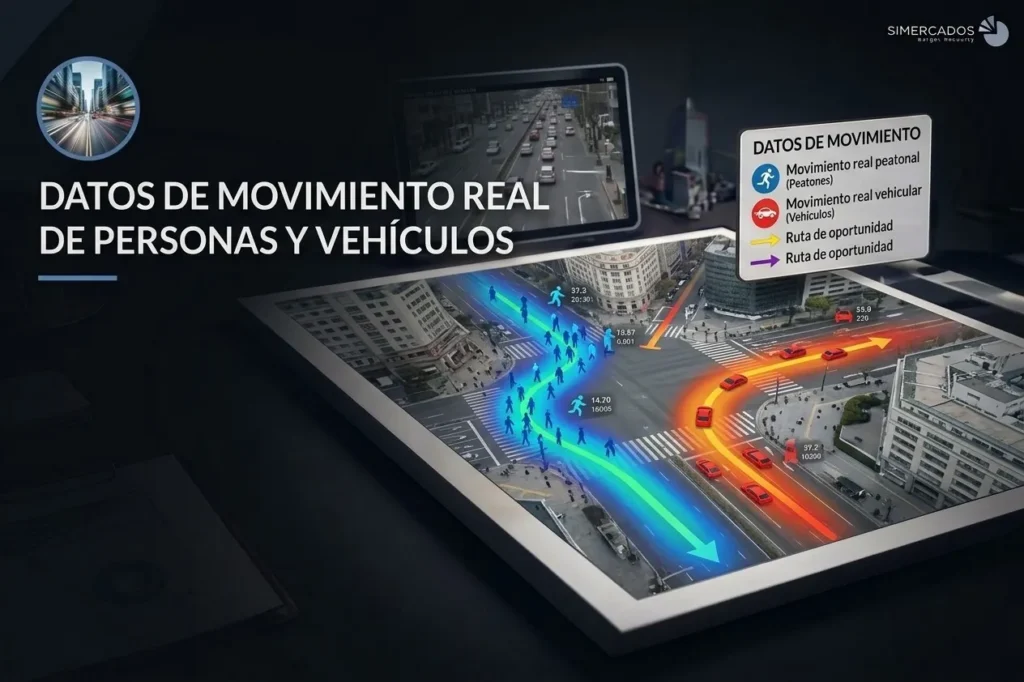 Análisis del flujo de peatones y vehículos en una zona comercial para evaluar el movimiento y la actividad de una ubicación