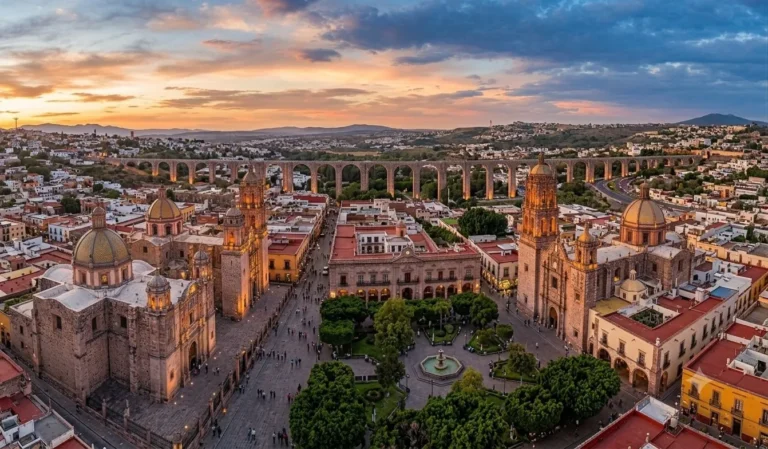 Vista urbana de la ciudad de Querétaro y su actividad comercial