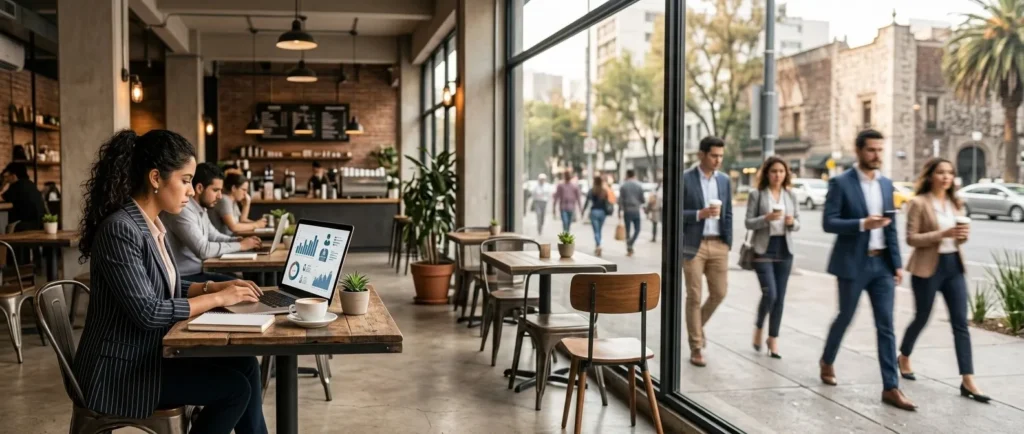 Analista revisando datos de clientes potenciales para un estudio de ubicación comercial