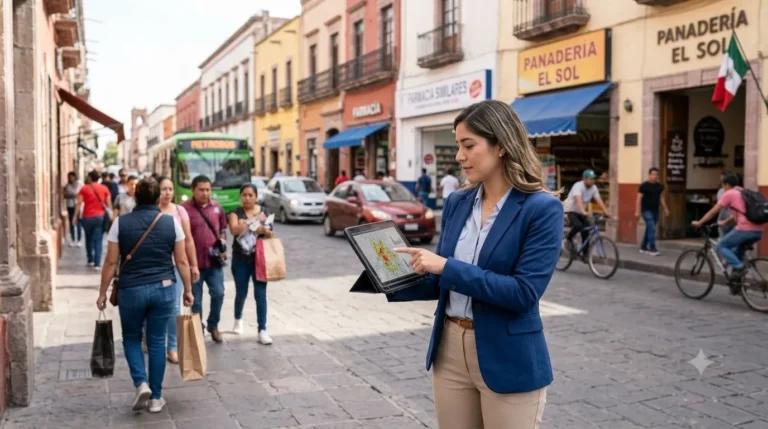 Analista de SiMercados evaluando el potencial comercial de una zona con datos de geomarketing