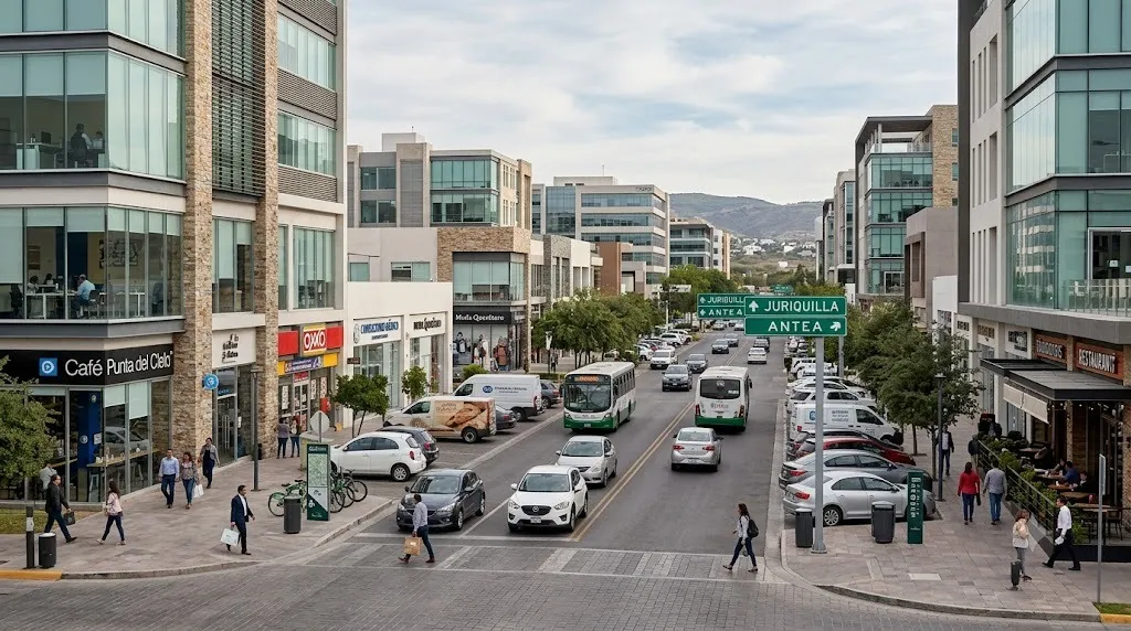 Zona comercial en Querétaro analizada en un estudio de ubicación de negocio