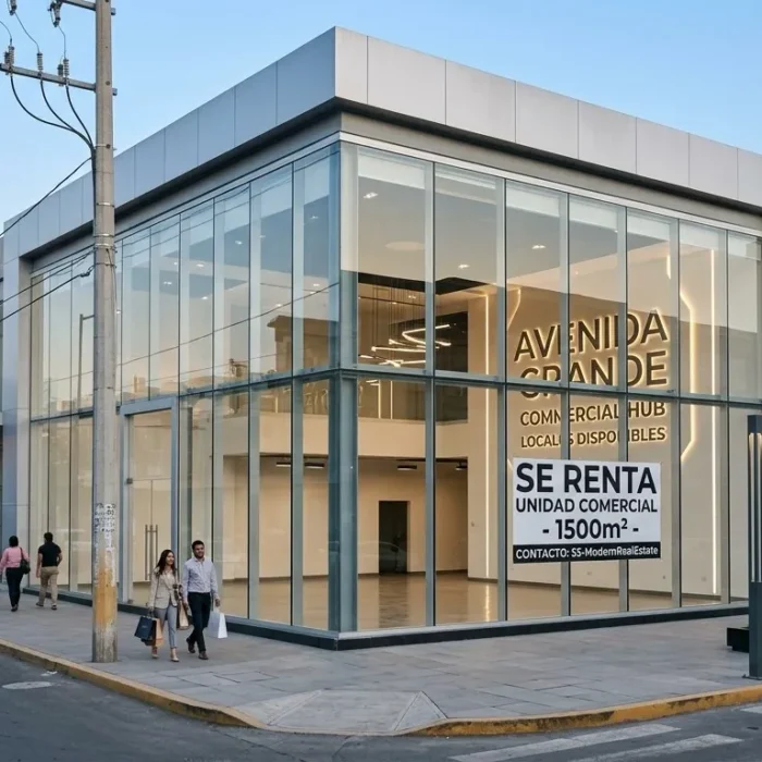 Local comercial vacío con letrero de renta, ejemplo de negocio sin estudio de ubicación